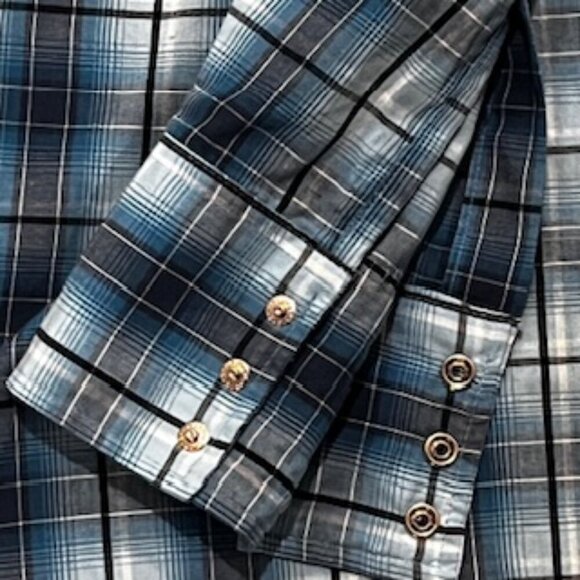 Wrangler‎ Blue Plaid Long Sleeve Western Pearl Snap Mens Size XXL - Picture 11 of 11